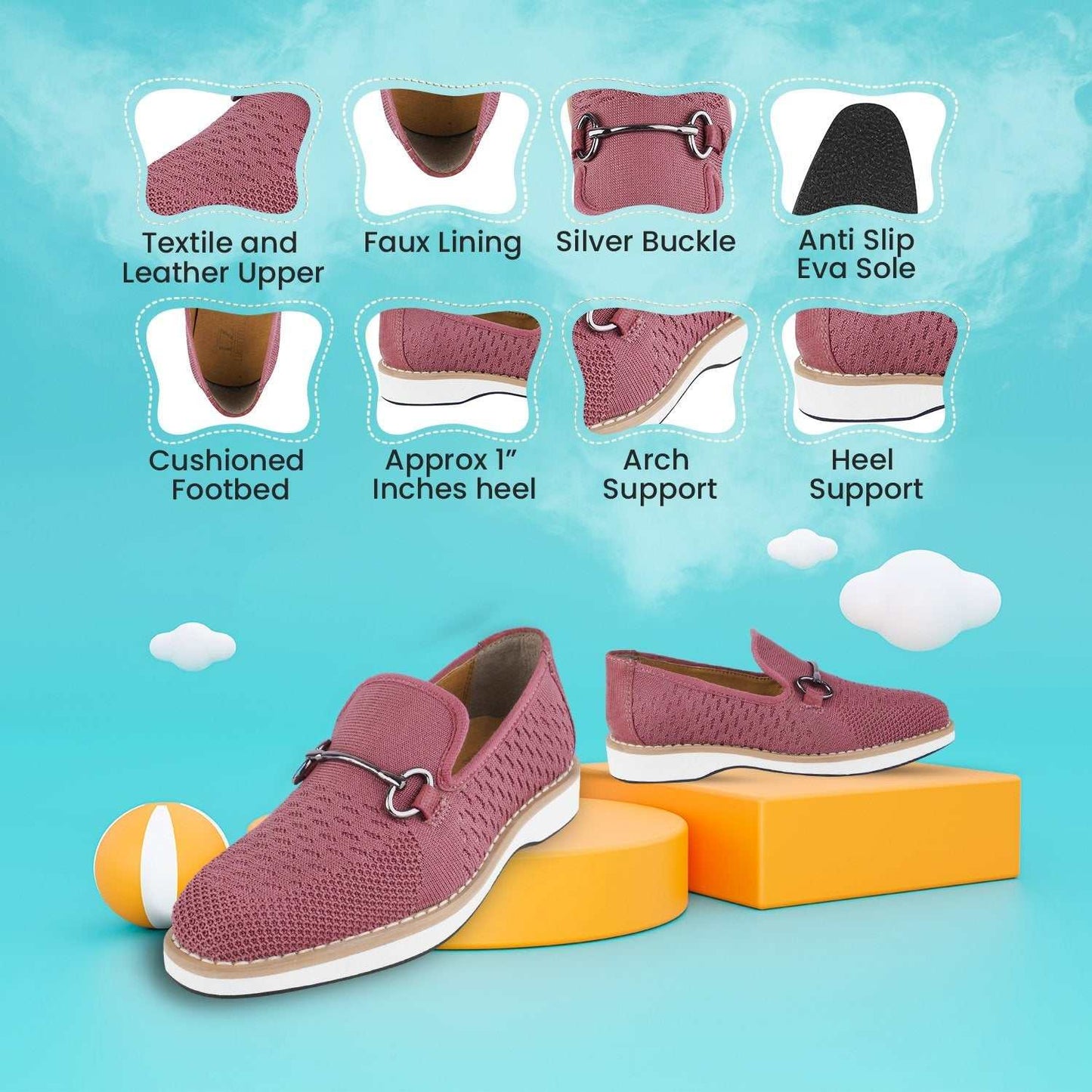 Joyce Textile Eva sole Style with Buckle Loafers for kids - MENLL
