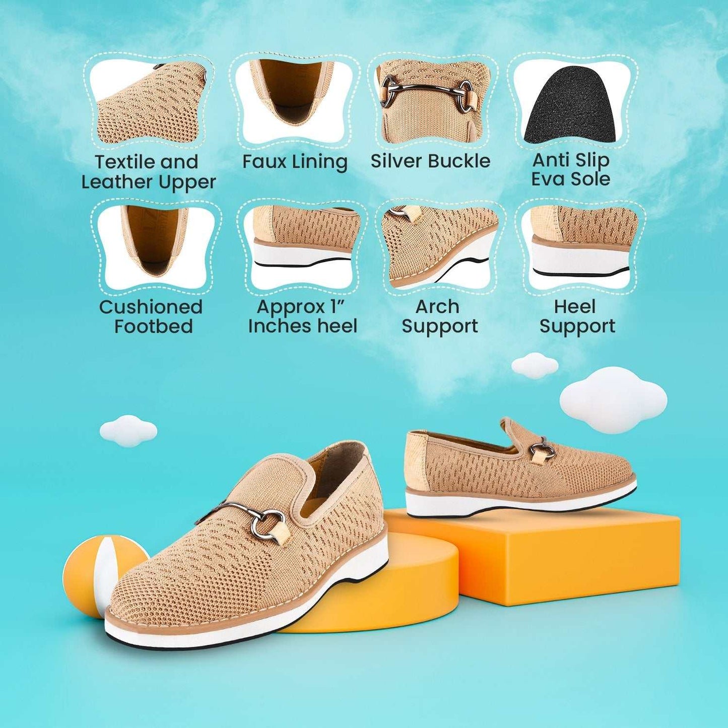 Joyce Textile Eva sole Style with Buckle Loafers for kids - MENLL