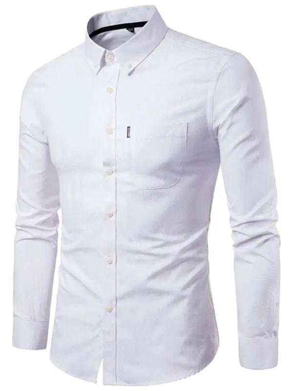 Stylish Men's Oversized Cotton Oxford Shirt - Long Sleeve Casual Elegance for Every Occasion - MENLL