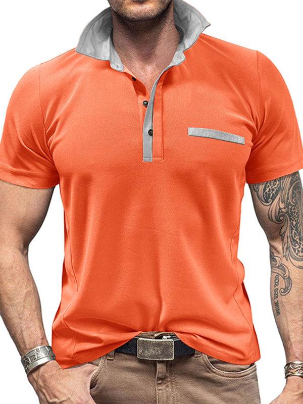 Stylish Men's Color Block Short Sleeve Polo Shirt for Effortless Casual Wear - MENLL