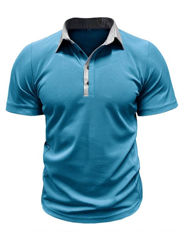 Stylish Men's Color Block Short Sleeve Polo Shirt for Effortless Casual Wear - MENLL