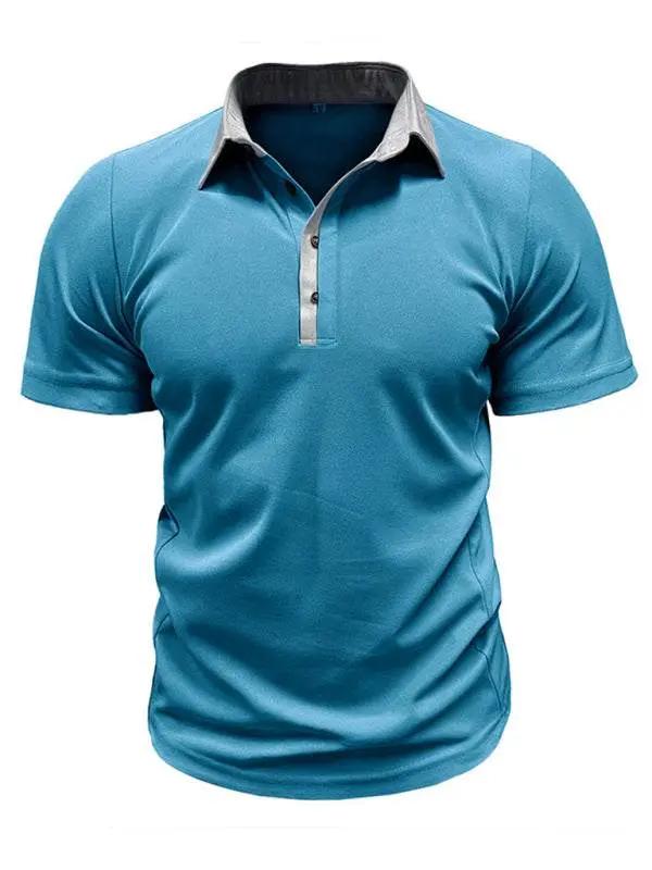 Stylish Men's Color Block Short Sleeve Polo Shirt for Effortless Casual Wear - MENLL