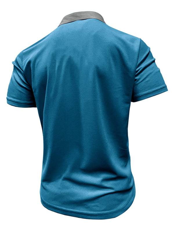 Stylish Men's Color Block Short Sleeve Polo Shirt for Effortless Casual Wear - MENLL