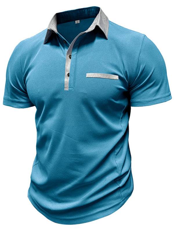 Stylish Men's Color Block Short Sleeve Polo Shirt for Effortless Casual Wear - MENLL