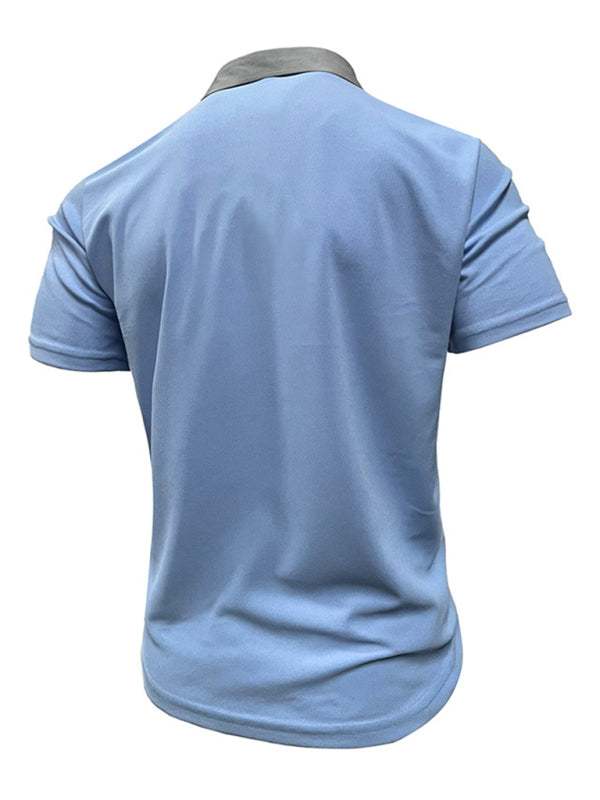 Stylish Men's Color Block Short Sleeve Polo Shirt for Effortless Casual Wear - MENLL