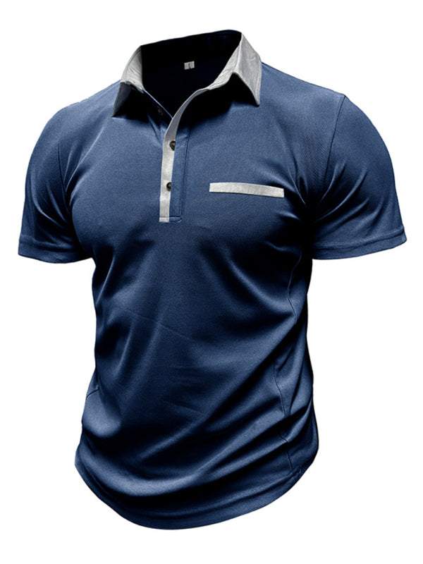 Stylish Men's Color Block Short Sleeve Polo Shirt for Effortless Casual Wear - MENLL