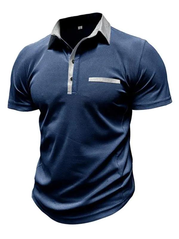Stylish Men's Color Block Short Sleeve Polo Shirt for Effortless Casual Wear - MENLL