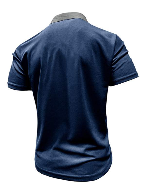 Stylish Men's Color Block Short Sleeve Polo Shirt for Effortless Casual Wear - MENLL