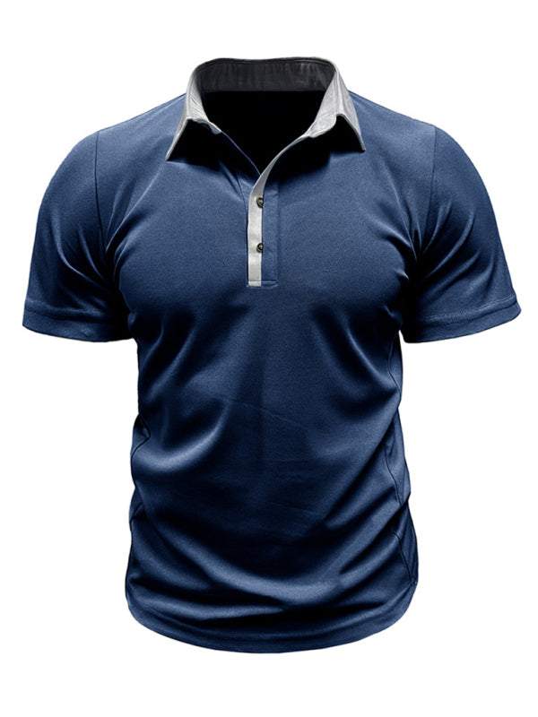 Stylish Men's Color Block Short Sleeve Polo Shirt for Effortless Casual Wear - MENLL