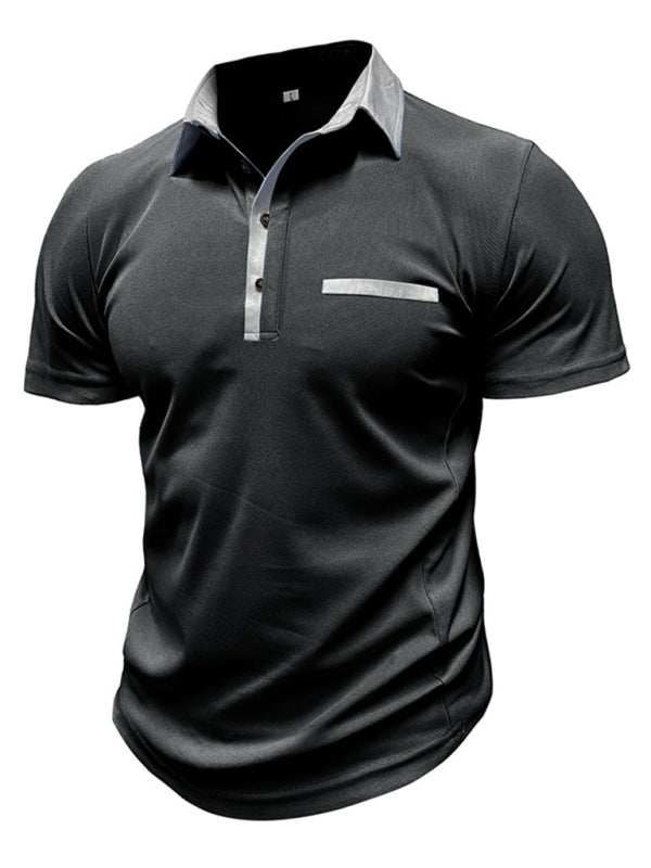 Stylish Men's Color Block Short Sleeve Polo Shirt for Effortless Casual Wear - MENLL