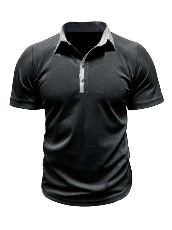 Stylish Men's Color Block Short Sleeve Polo Shirt for Effortless Casual Wear - MENLL