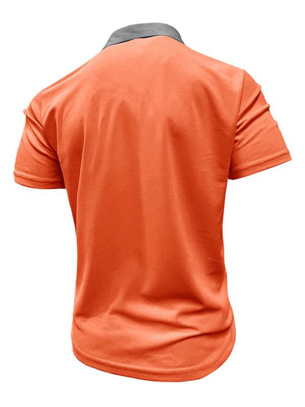 Stylish Men's Color Block Short Sleeve Polo Shirt for Effortless Casual Wear - MENLL