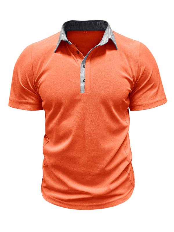 Stylish Men's Color Block Short Sleeve Polo Shirt for Effortless Casual Wear - MENLL