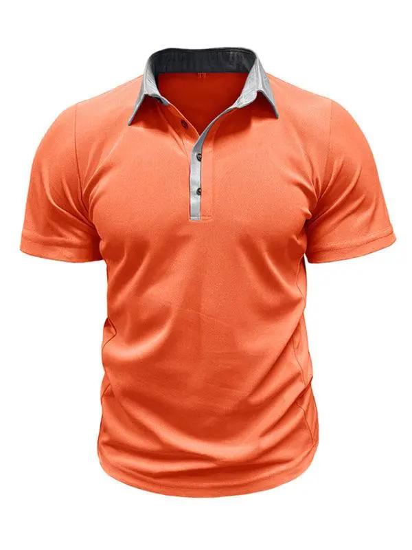 Stylish Men's Color Block Short Sleeve Polo Shirt for Effortless Casual Wear - MENLL