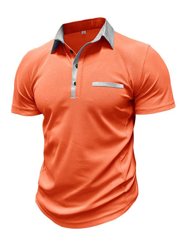 Stylish Men's Color Block Short Sleeve Polo Shirt for Effortless Casual Wear - MENLL