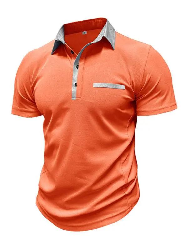 Stylish Men's Color Block Short Sleeve Polo Shirt for Effortless Casual Wear - MENLL
