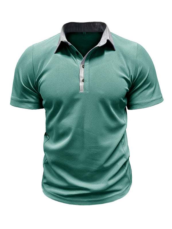 Stylish Men's Color Block Short Sleeve Polo Shirt for Effortless Casual Wear - MENLL