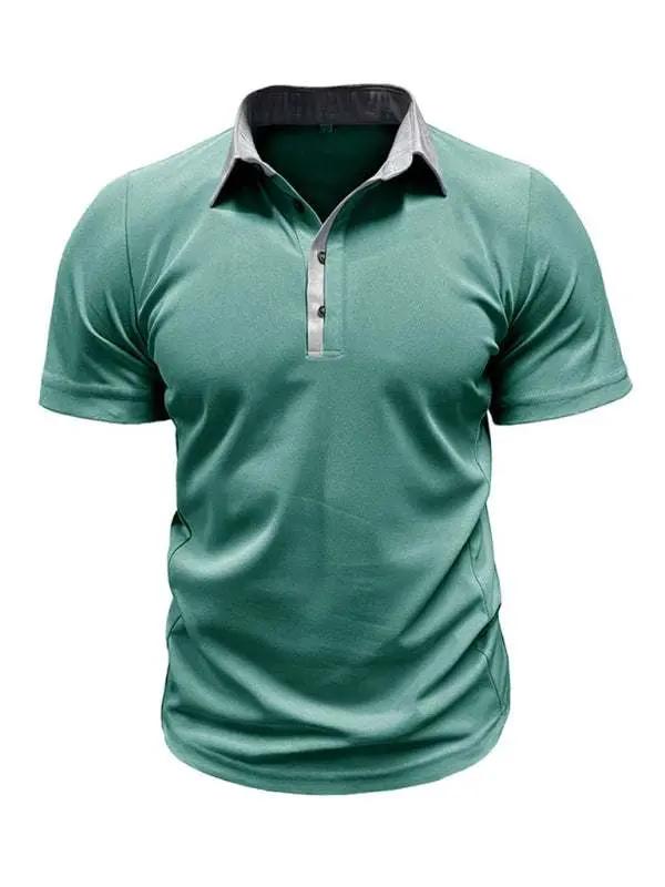 Stylish Men's Color Block Short Sleeve Polo Shirt for Effortless Casual Wear - MENLL