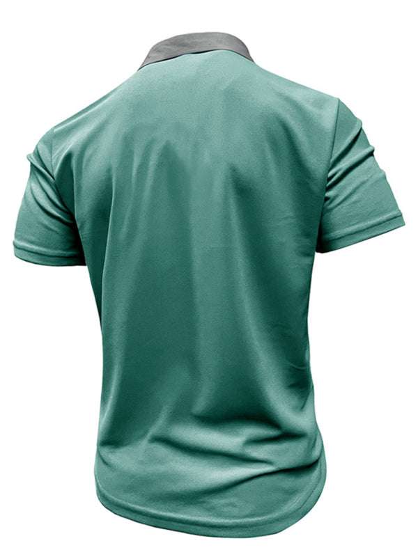 Stylish Men's Color Block Short Sleeve Polo Shirt for Effortless Casual Wear - MENLL