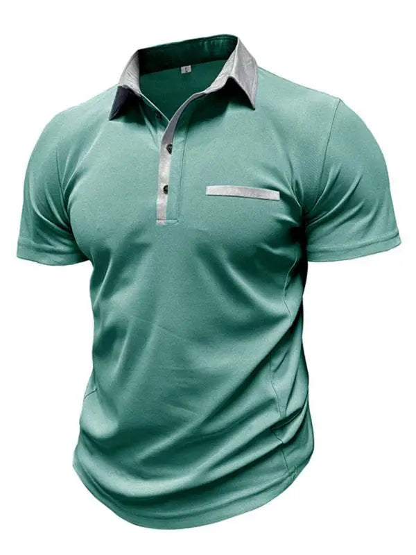 Stylish Men's Color Block Short Sleeve Polo Shirt for Effortless Casual Wear - MENLL