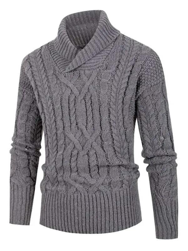 Chic Men's Solid Twist Knit Pullover Sweater for Effortless Autumn Style - MENLL