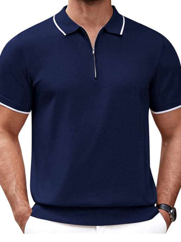 Veredeln Sie Ihren Stil: Vielseitiger Polopullover mit Reißverschluss für lässige Business-Kleidung