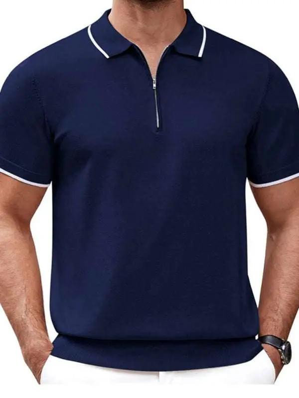 Elevate Your Style: Versatile Zipper Knit Polo Sweater for Casual Business Wear - MENLL