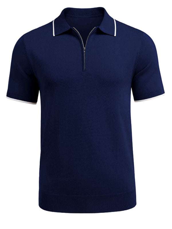 Veredeln Sie Ihren Stil: Vielseitiger Polopullover mit Reißverschluss für lässige Business-Kleidung