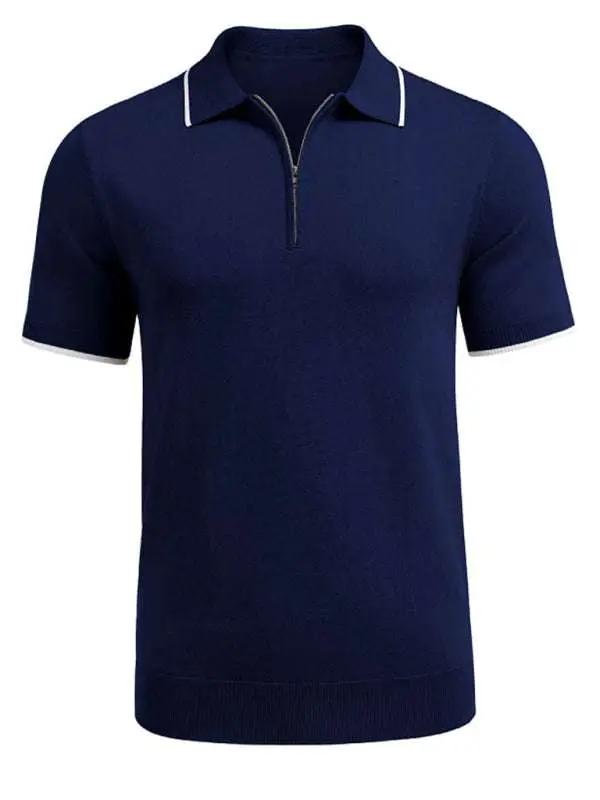 Elevate Your Style: Versatile Zipper Knit Polo Sweater for Casual Business Wear - MENLL