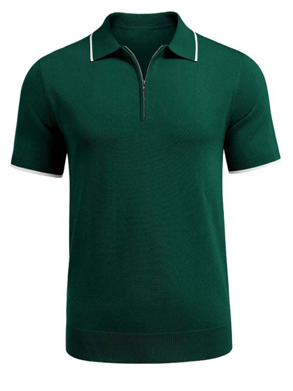 Veredeln Sie Ihren Stil: Vielseitiger Polopullover mit Reißverschluss für lässige Business-Kleidung