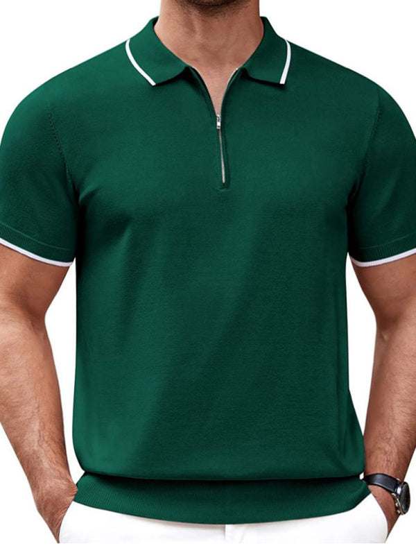 Veredeln Sie Ihren Stil: Vielseitiger Polopullover mit Reißverschluss für lässige Business-Kleidung