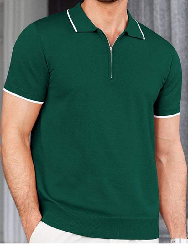 Veredeln Sie Ihren Stil: Vielseitiger Polopullover mit Reißverschluss für lässige Business-Kleidung