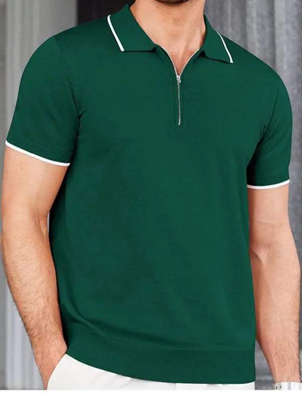 Elevate Your Style: Versatile Zipper Knit Polo Sweater for Casual Business Wear - MENLL