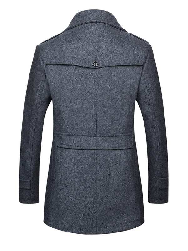 Stylish Men's Wool Double Collar Zipper Coat for Autumn & Winter - MENLL