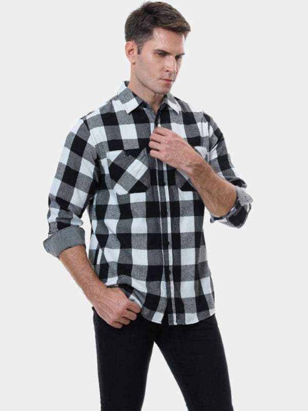 Cozy Men's Flannel Plaid Shirt - Versatile and Stylish Casual Wear