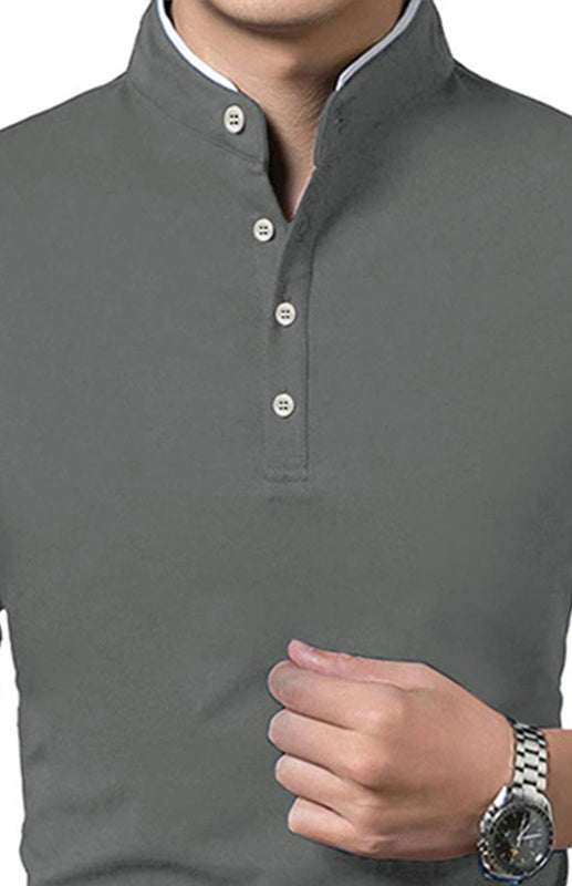 Sleek Solid Long Sleeve T-Shirt for Men - Perfect for Business and Casual Spring-Summer Style - MENLL