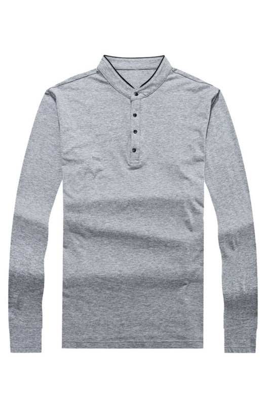 Sleek Solid Long Sleeve T-Shirt for Men - Perfect for Business and Casual Spring-Summer Style - MENLL