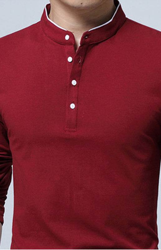Sleek Solid Long Sleeve T-Shirt for Men - Perfect for Business and Casual Spring-Summer Style - MENLL