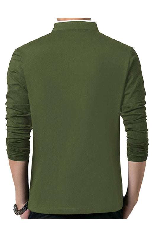 Sleek Solid Long Sleeve T-Shirt for Men - Perfect for Business and Casual Spring-Summer Style - MENLL