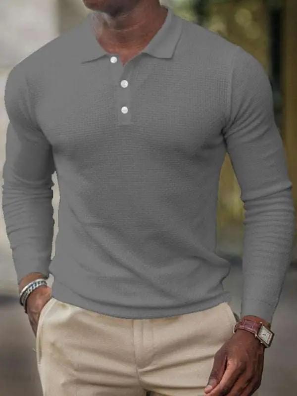 Stylish Men's Long Sleeve Polo Shirt - Soft, Comfortable, and Versatile for Every Occasion - MENLL