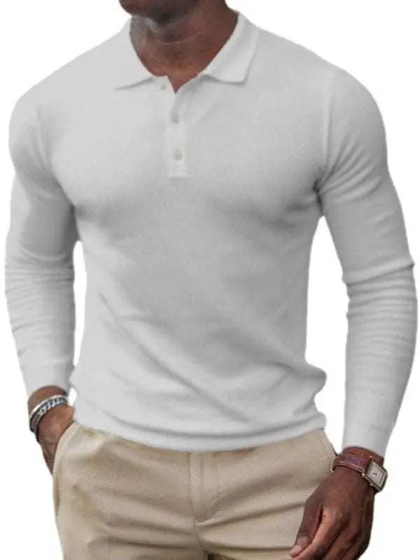 Stylish Men's Long Sleeve Polo Shirt - Soft, Comfortable, and Versatile for Every Occasion - MENLL
