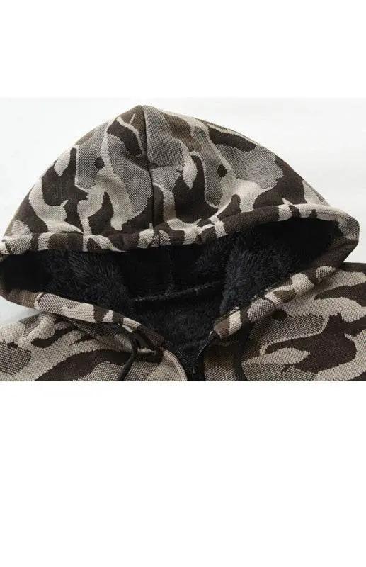 Urban Camo Hooded Cardigan: Cozy Athleisure Sweater for Men - MENLL