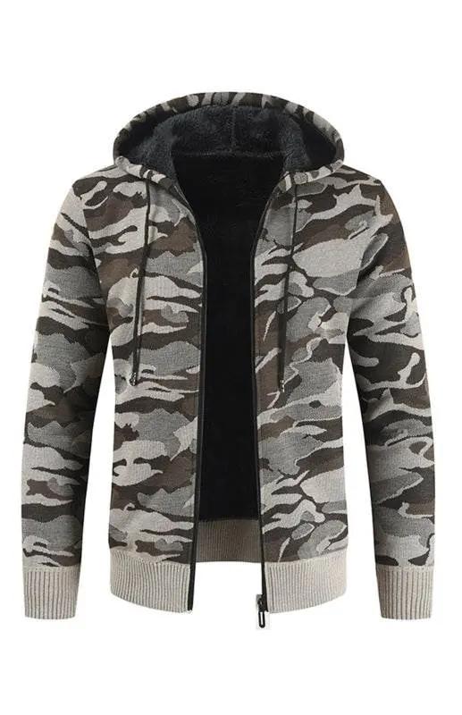 Urban Camo Hooded Cardigan: Cozy Athleisure Sweater for Men - MENLL