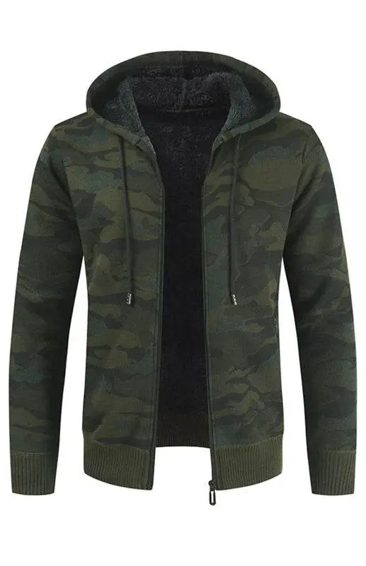 Urban Camo Hooded Cardigan: Cozy Athleisure Sweater for Men - MENLL