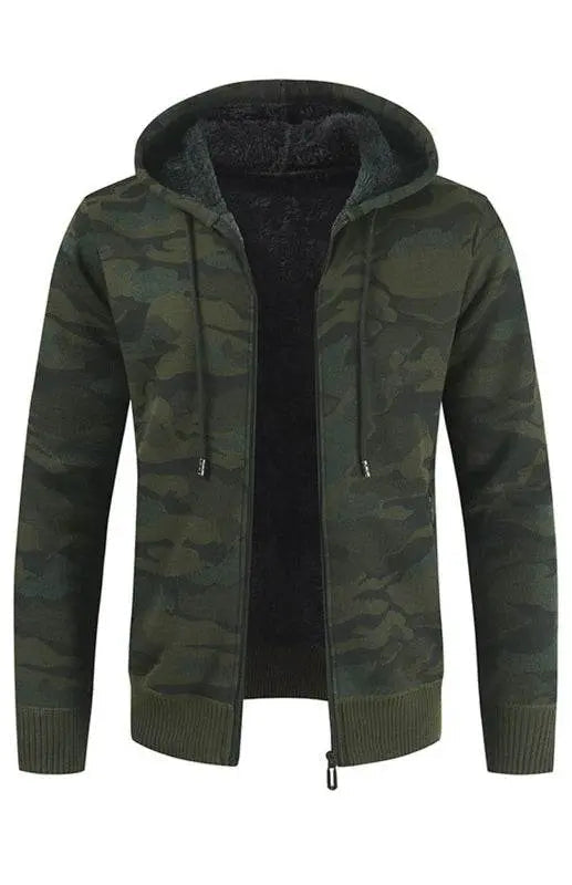 MENLL Urban Camo Cardigan Men's Athleisure Hooded Sweater - Cozy & Stylish by MENLL