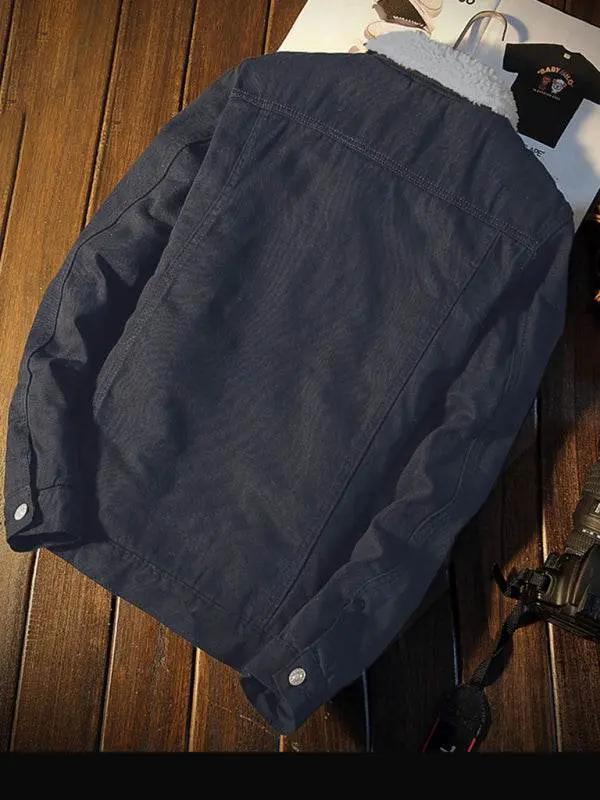 Cozy Sherpa-Lined Denim Jacket with Classic Lapel for Men - MENLL