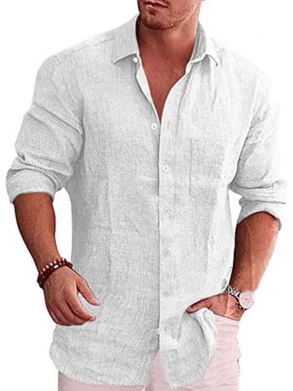 Linen Lapel Casual Long Sleeve Men's Shirt - Effortless Style for Spring & Summer Adventures