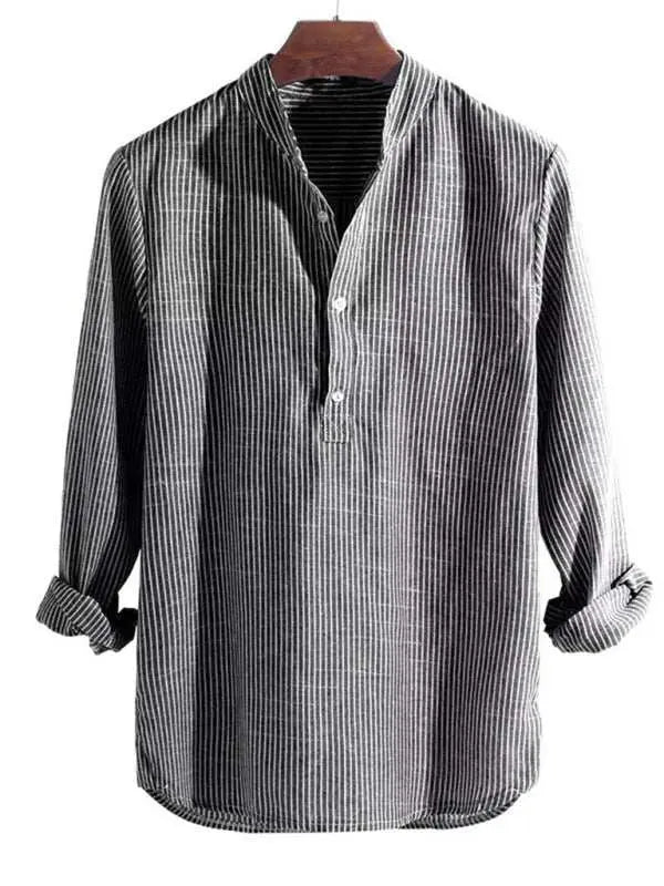 Stylish Men's Striped Cotton-Linen Shirt – Ultimate Comfort & Breathability for Every Season - MENLL