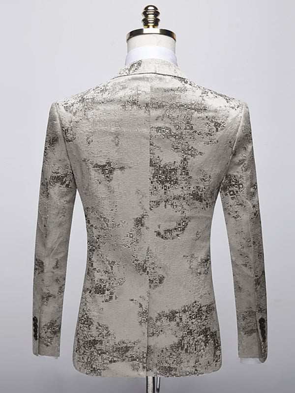 Men's Casual Lapel Woven Knit Blazer Suit - MENLL