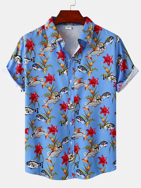 Vibrant Men's Tropical Floral Beach Shirt for Effortless Summer Style - MENLL